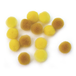 Pompons, jaune assorti, 15 mm