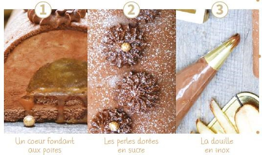 Bûche trois chocolats - Perle en sucre