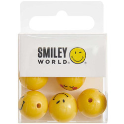 -7 perles rondes  smiley 7mm