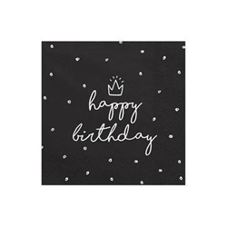 20 Serviettes « Happy Birthday » Noir
