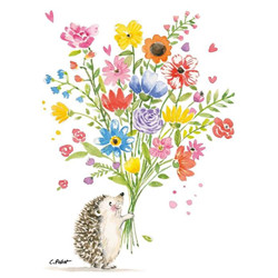 20 serviettes Hedgehog with flowers
