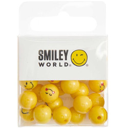 21 perles ronds smiley 10mm