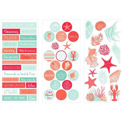 3 feuilles stickers corail