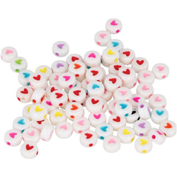 300 perles blanc + cœur couleurs