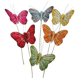 6 papillons en plumes 5cm