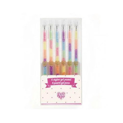 6 stylos gel pastel