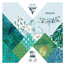 60 feuilles origami 15x15 cm nature
