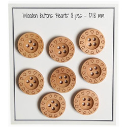 8 boutons en bois "coeur" 18mm