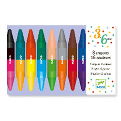 8  gros crayons doubles - 16 couleurs