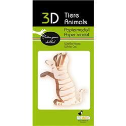 Animal 3D en papier - chat blanc