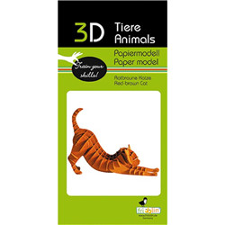 Animal 3D en papier - chat roux