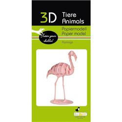 Animal 3D en papier - flamand rose