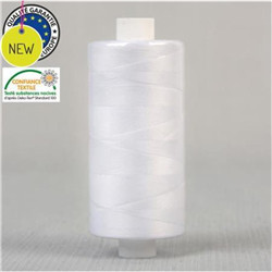 Bobine fil polyester blanc1000m oeko-tex