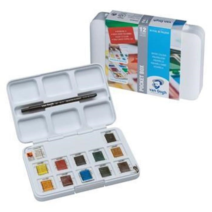 Boîte De 12 Demi-Godets Peinture Aquarelle + 3 Gratuits Van Gogh Royal Talens - Achetez en ligne Boîte De 12 Demi-Godets Peinture Aquarelle + 3 Gratuits Van Gogh Royal Talens - Achetez en ligne