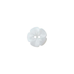 Bouton poly 2tr fleur 15mm blanc