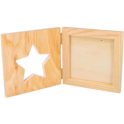 Cadre en bois ajouré étoile 12,5x12,5cm