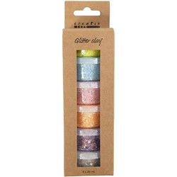 Glitter clay couleurs pastel 6x20 ml