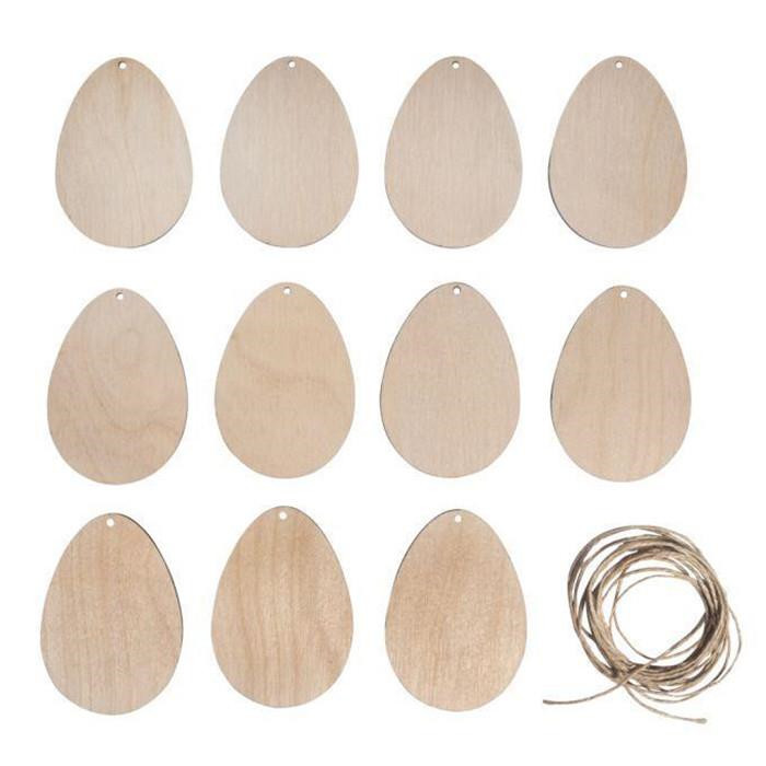 Lot De 10 œufs En Bois VBS - 40 X 26 Mm - Bruts, Poncés - Pour Décorations De Pâques, Loisirs Créatifs Enfants