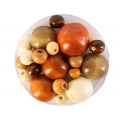 Perles bois vernies 0,7 à 2 cm 50 pcs