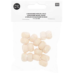 Perles de macramé en bois nature 1,7x2,2
