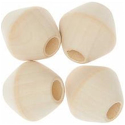 Perles de macramé en bois nature 3cmx3