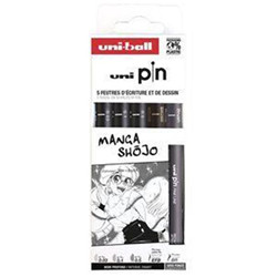 Pochette 5 feutres uni-pin "manga shoj