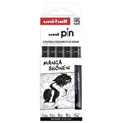 Pochette 5 feutres uni-pin "manga shon