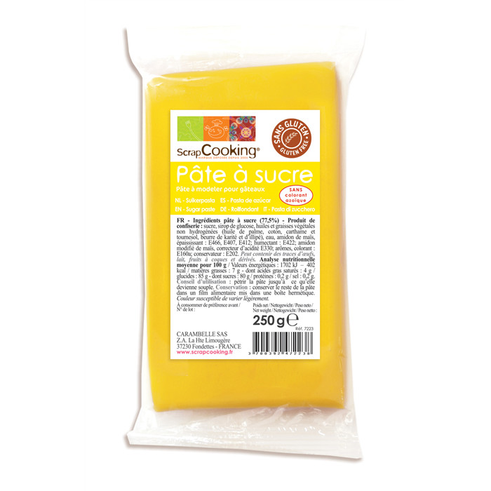 Sachet pâte à sucre jaune 250 g - Promocenter