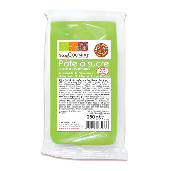 Creacorner  Sachet pâte à sucre vert 250g