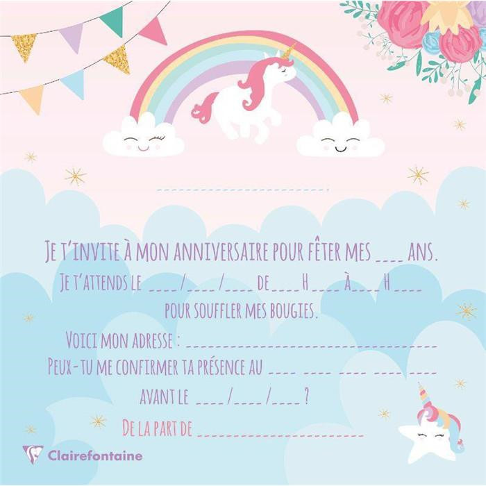 Creacorner Set Invitation Anniversaire Licorne Creacorner Set Invitation Anniversaire Licorne