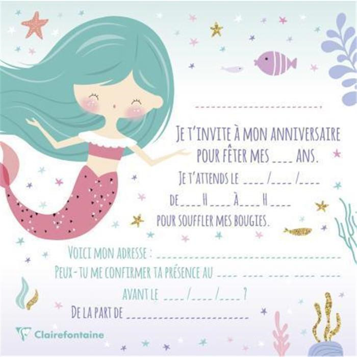 Creacorner Set Invitation Anniversaire Sirene Creacorner Set Invitation Anniversaire Sirene